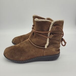 Skechers Relaxed Fit Memory Foam Woman Brown Suede Leather Flat Ankle Boots 8.5M